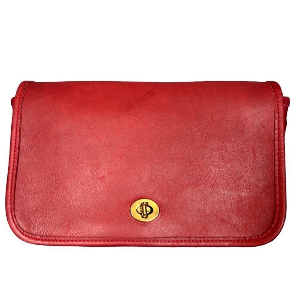 ISO Coach 9755 Red Vintage Penny Pocket Crossbody Strap & Hang Tag